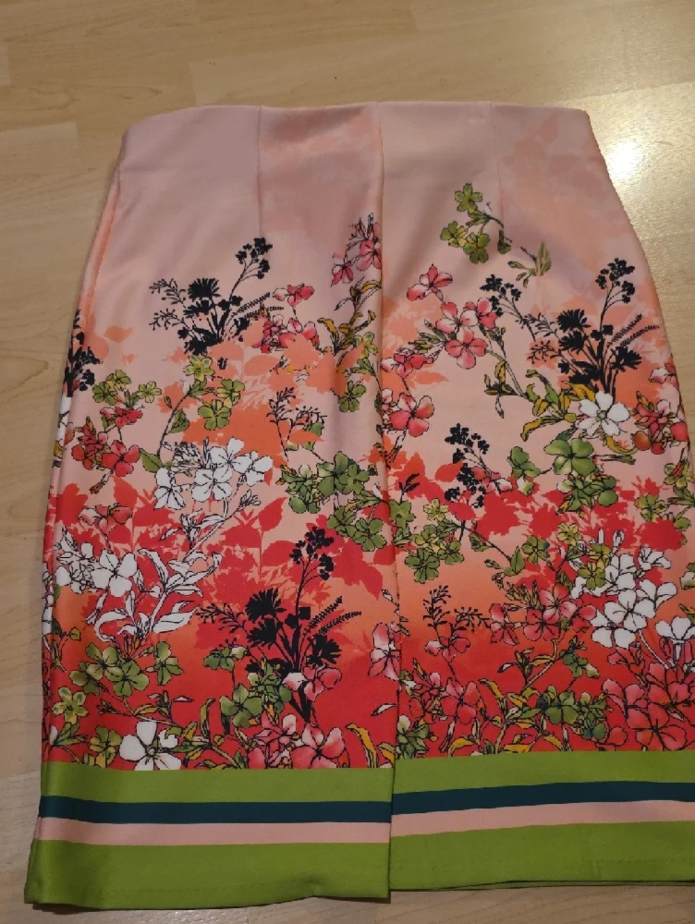 Floral Ombre Midi Skirt in Pink and Coral - Picture 2 of 2
